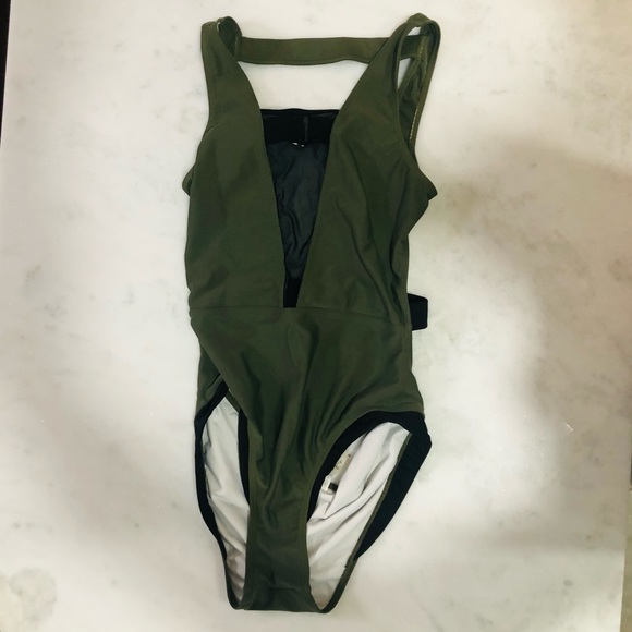 Cupshe Grean Black Mesh One Piece Swimsuit Medium - Picture 2 of 7